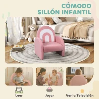 AIYAPLAY Sofá Infantil con Respaldo en Forma de Arcoíris Mini Sofá de Tejido Suave de Borreguito para Niños 45x41x52 cm Rosa(m-4)