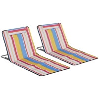 Outsunny Lot de 2 tapis de plage pliants avec dossier réglable 5 positions, appui-tête, tissu Oxford, sac de transport