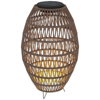 Outsunny Rattan Solar Lamp, Garden Solar Lantern with Auto On/Off Light, IP44 Waterproof, Decorative Outdoor Rattan Lamp for Porch, Pathway, Dark Brown