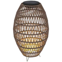 Outsunny Rattan Solar Lamp, Garden Solar Lantern with Auto On/Off Light, IP44 Waterproof, Decorative Outdoor Rattan Lamp for Porch, Pathway, Dark Brown(m-1)