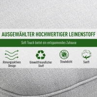 HOMCOM Fauteuil Relax, Fauteuil avec Coussin Lombaire, Fauteuil de Salon en Tissu Aspect Lin, Pieds en Bois, pour Salon, Chambre, 52,5 x 69 x 77 cm, Gris(m-5)