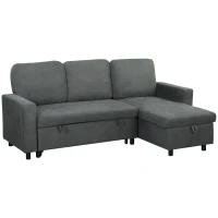 HOMCOM Pull Out Sofa Bed with Storage - Charcoal Grey(m-1)