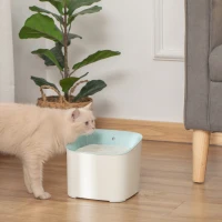 PawHut Fuente de Agua para Gatos 3L con Sensor de Infrarrojos 3 Modos Dispensador de Agua para Perros y Gatos Bebedero para Gatos con Luz Indicadora LED 21x20x18 cm Blanco y Azul(m-2)