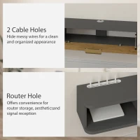 HOMCOM 140 cm Floating TV Stand with Storage - Charcoal Grey(m-6)