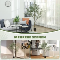 HOMCOM Sztuczna Oliwka, Roślina Sztuczna, Żywopłotowa Oliwka w Doniczce, 180 cm, Tworzywo Sztuczne, Zielona(m-5)