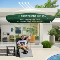 Outsunny Ombrellone da Giardino 2x3 m con Apertura a Manovella, Inclinabile e Anti UV 50+, Verde(m-5)