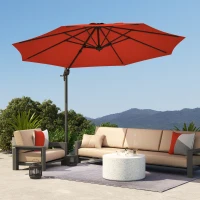 Outsunny Five-Position Overhanging Parasol - Orange(m-8)