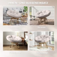 Outsunny Papasan Draaistoel Rotan 360° met Zitkussen, Ronde Buitenstoel(m-7)