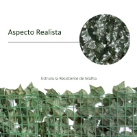 Outsunny Vedação Artificial em Rolo 2,4x1 m Vedação de Privacidade para Balcão Jardim Exterior Planta Decorativa de Parede PE Verde(m-6)