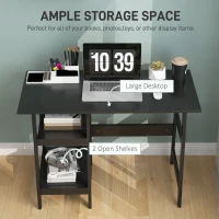 HOMCOM Compact Computer Desk with Storage Shelves, Study Table with Bookshelf, PC Table Workstation for Home Office, Study, Easy Assembly, 106 x 51cm, Black(m-4)