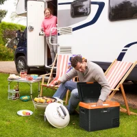 Outsunny Geleira Portátil Elétrica 40L 12V/24V até -20°C Mini Geleira com Ecrã LED Tátil para Campismo Viagens 58,7x36,5x43,8 cm Preto(m-2)