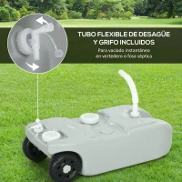 Outsunny Tanque de Agua Portátil 40 L con Ruedas Manija Metálica y Grifo para Caravanas Autocaravanas y Camping 37x23x80 cm Gris(m-6)
