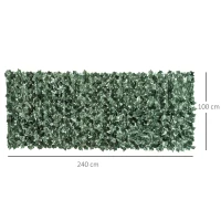 Outsunny Vedação Artificial em Rolo 2,4x1 m Vedação de Privacidade para Balcão Jardim Exterior Planta Decorativa de Parede PE Verde(m-3)