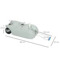 Outsunny Tanque de Agua Portátil 40 L con Ruedas Manija Metálica y Grifo para Caravanas Autocaravanas y Camping 37x23x80 cm Gris(m-3)