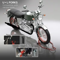 HOMCOM Front Motorcycle Paddock Stand Motorbike Stand with Anti-Slip Mat, U-Shaped and L-Shaped Adapters, 200 kg Capacity, for 18", 17" and 10" Tyre, Red(m-4)