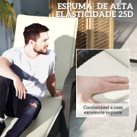 Outsunny Conjunto de 2 Almofadas para Espreguiçadeira Dobráveis 193x58x6 cm com Correias de Sujeição Creme(m-5)