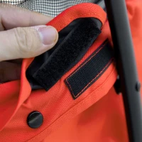 PawHut Passeggino per Cani Pieghevole con Tettuccio Regolabile, Borsa e 2 Guinzagli, 82x47x97 cm, Rosso e Nero(m-9)