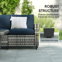 Outsunny Six-Piece Modular Rattan Sofa Set - Navy Blue(m-6)