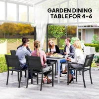 Outsunny Garden Table for 4-6, 120 x 70 cm Outdoor Dining Table with Rust-Resistant Aluminium Frame, Easy Maintenance Slatted Top, for Patio, Terrace, Balcony, Black(m-5)