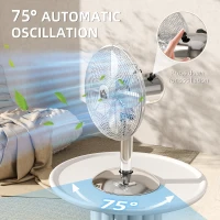 HOMCOM Three-Speed Oscillating Desk Fan - Silver-Tone(m-5)