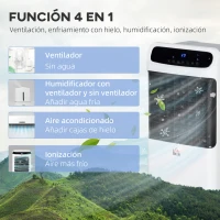 HOMCOM Rafraîchisseur d'air/ventilateur/humidificateur/purificateur/Ioniseur 5 en 1, télécommande 3 modes 3 vitesses, minuterie et oscillant réservoir 12L avec 2 blocs réfrigérants(m-6)