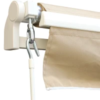 Outsunny Markise, Sonnenschutz, einfahrbar, mit Handkurbel, Metallrahmen, Polyester, Weiß+Beige, 3,95 x 2,45 m(m-10)