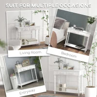 HOMCOM Console Table Modern Sofa Side Desk with Storage Shelves Drawers for Living Room Entryway Bedroom White(m-5)