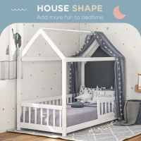 HOMCOM House-Shaped Kids Bed Frame with Guard Rails, Solid Pine Wood Single Bed Frame for Kids Boys and Girls(m-4)