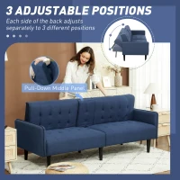 HOMCOM Three-Seater Sofa Bed, with Cupholders - Dark Blue(m-6)