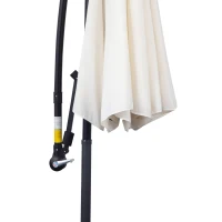 Outsunny 3m Banana Umbrella Parasol, Offset Cantilever Parasol Umbrella with Cross Base, Cream White(m-9)