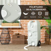 Outsunny Tanque de Agua Portátil 40 L con Ruedas Manija Metálica y Grifo para Caravanas Autocaravanas y Camping 37x23x80 cm Gris(m-7)