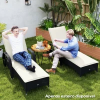 Outsunny Conjunto de 2 Almofadas para Espreguiçadeira Dobráveis 193x58x6 cm com Correias de Sujeição Creme(m-8)