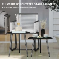 Outsunny Salontafelset, 2-delig, weerbestendige balkontafel van staal, bijzettafel in geometrisch ontwerp, zwart(m-5)