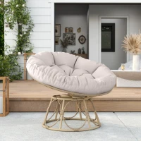 Outsunny Papasan Draaistoel Rotan 360° met Zitkussen, Ronde Buitenstoel(m-8)