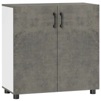 HOMCOM Aparador de 2 Portas de Fechamento Suave Aparador de Sala de Estar com Prateleira Móvel Auxiliar para Cozinha Quarto Entrada 80x37x80 cm Cinza Cimento e Branco Brilho(m-1)