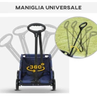 PawHut Passeggino per Cani Pieghevole con Borsa e Cuscino, in Acciaio e Tessuto Oxford, 53x45x28 cm, Blu Scuro(m-5)