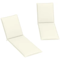 Outsunny Conjunto de 2 Almofadas para Espreguiçadeira Dobráveis 193x58x6 cm com Correias de Sujeição Creme(m-1)