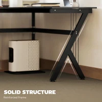 HOMCOM L Shaped Gaming Desk, 155 x 130cm Corner Computer Desk with CPU Stand for Home Office, Study Workstation, Black(m-6)