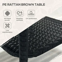 Outsunny Two-tier PE Rattan Square Coffee Table - Black(m-4)