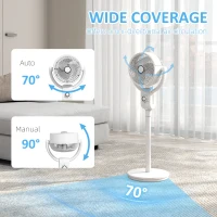 HOMCOM Pedestal Air Circulation Fan with Oscillating, White(m-5)