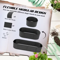 Outsunny Galvanised Raised Garden Bed, Metal Planter Box with Safety Edging, for Flowers, Herbs, Succulents, Pack of 2, Dark Grey(m-4)