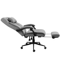 Vinsetto Bürostuhl mit Kopfkissen Armlehne Schreibtischstuhl mit Neigungswinkel Höhenverstellbarer Drehstuhl mit Fußstütze Leinen Schaumstoff PVC Hellgrau 66 x 76 x 112-120 cm(m-14)