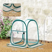 Outsunny Mini Serra Pop Up con Copertura in Plastica, Finestra Avvolgibile e Borsa, 70x70x80 cm, Trasparente(m-3)