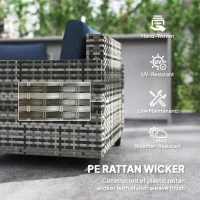 Outsunny Six-Piece Modular Rattan Sofa Set - Navy Blue(m-5)