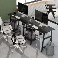 HOMCOM Compact Computer Desk with Storage Shelves, Study Table with Bookshelf, PC Table Workstation for Home Office, Study, Easy Assembly, 106 x 51cm, Black(m-7)