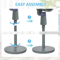 HOMCOM Pedestal Air Circulation Fan with Oscillating, Light Off, Grey(m-8)