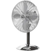 HOMCOM Three-Speed Oscillating Desk Fan - Silver-Tone(m-11)