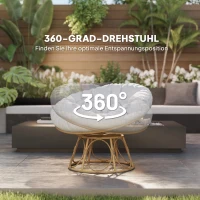 Outsunny Papasan Draaistoel Rotan 360° met Zitkussen, Ronde Buitenstoel(m-4)