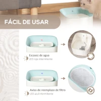 PawHut Fuente de Agua para Gatos 3L con Sensor de Infrarrojos 3 Modos Dispensador de Agua para Perros y Gatos Bebedero para Gatos con Luz Indicadora LED 21x20x18 cm Blanco y Azul(m-6)