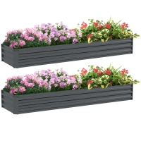 Outsunny 60 x 240cm Galvanised Steel Planter, with Open Bottom, Pack of 2(m-10)